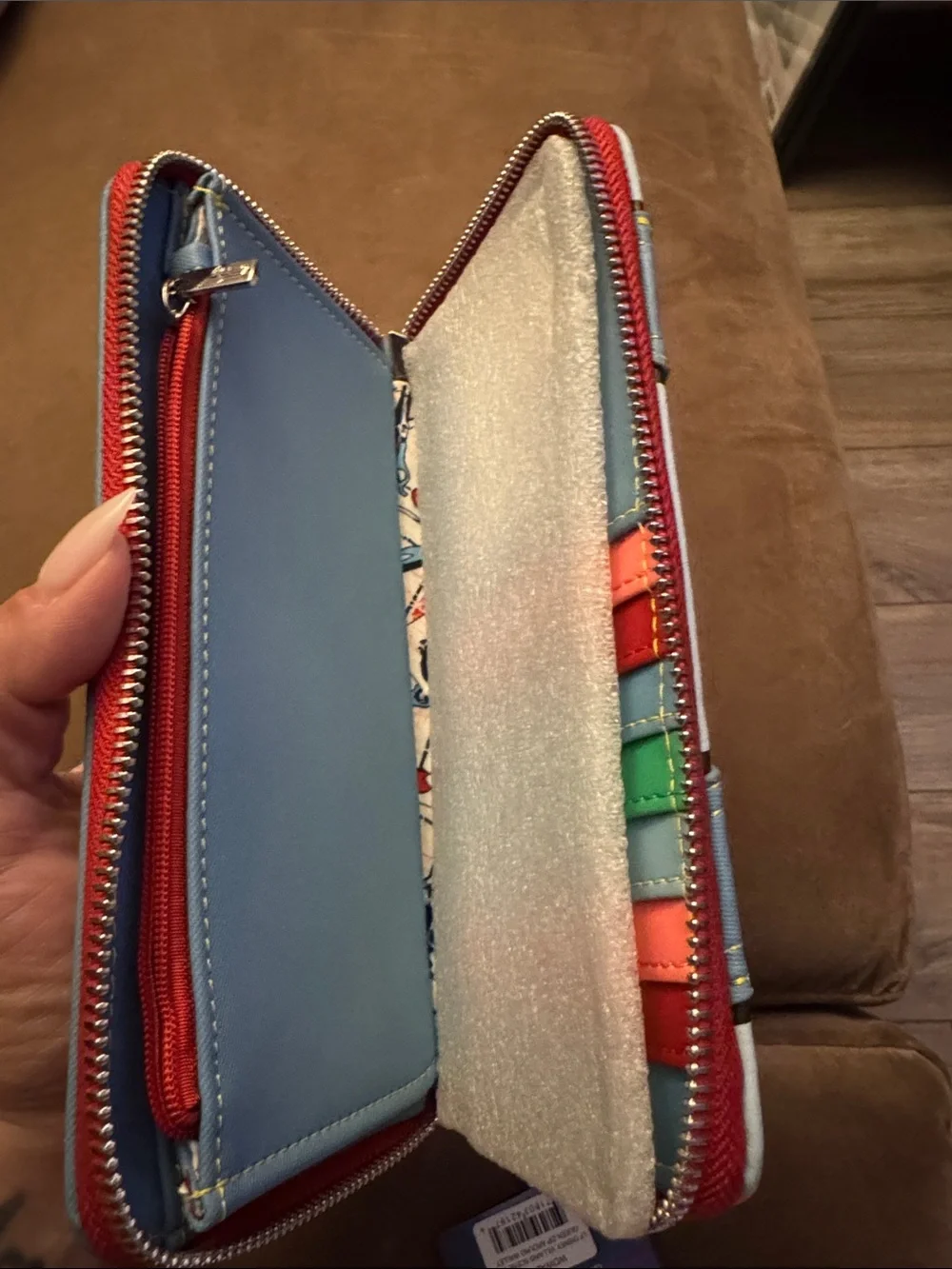 Loungefly Blue Good Guys Wallet with Red Button Accents